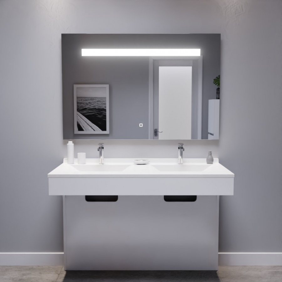 Ensemble EPURE meuble double vasque 120 cm avec miroir - Creazur Pro