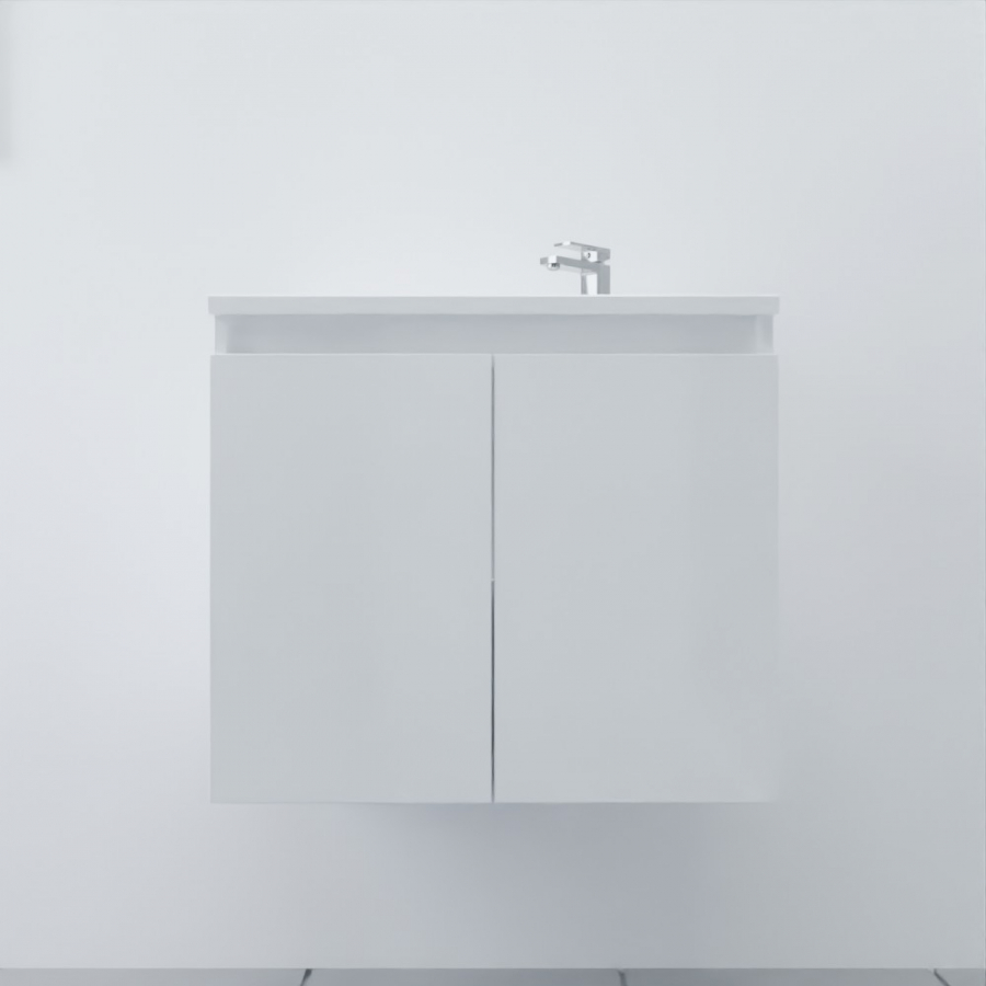 Meuble vasque faible profondeur 60x39cm, blanc brillant, One