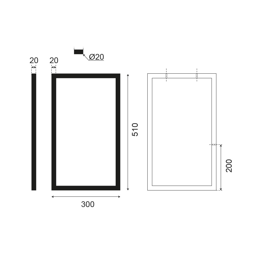 Supports noir mat pour meuble suspendu - Lot de 2