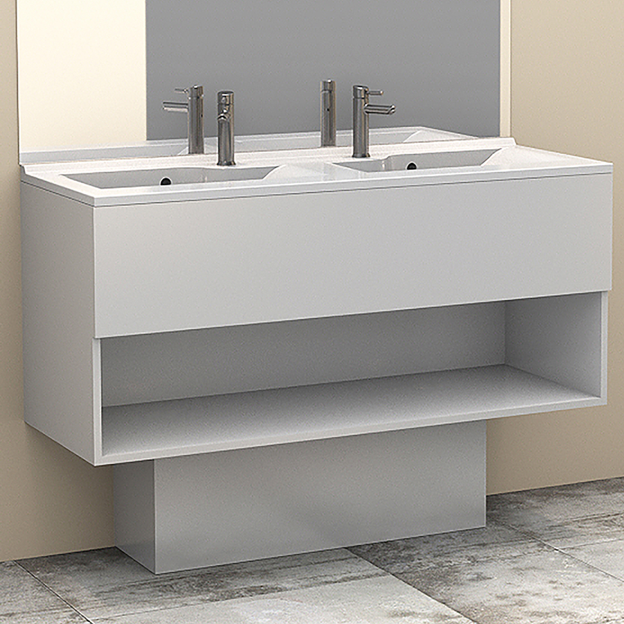 Support cache tuyaux pour meuble de salle de bain 80 cm blanc