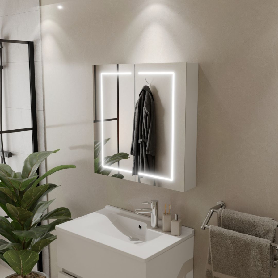 Armoire de salle de bain avec miroir BOXLED - 70 cm