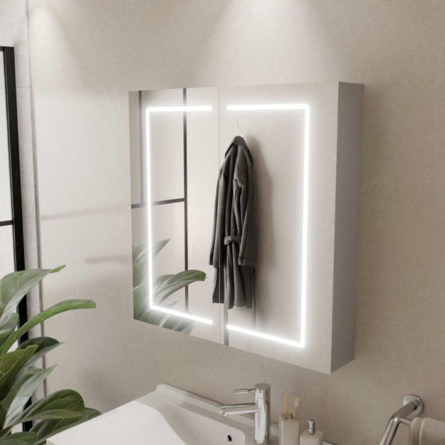 Armoire de salle de bain avec miroir BOXLED - 70 cm