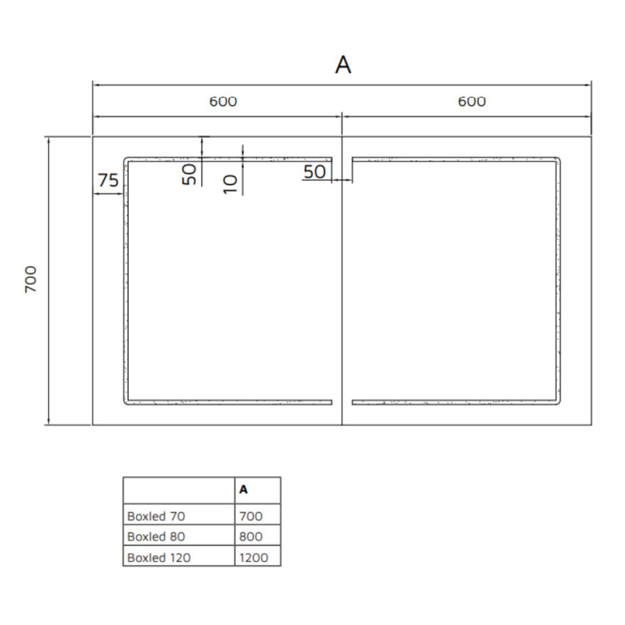 Armoire de salle de bain avec miroir BOXLED - 80 cm