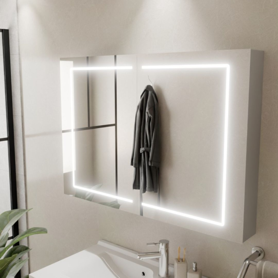 Armoire de salle de bain avec miroir BOXLED - 120 cm