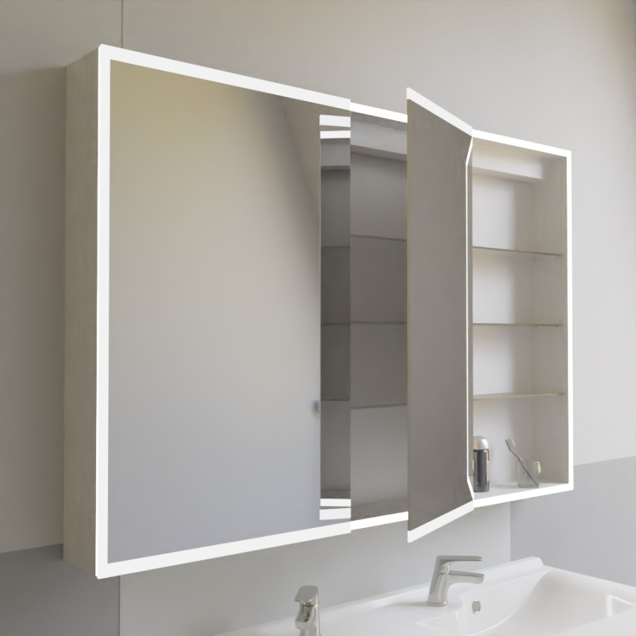 Armoire de salle de bain avec miroir éclairant 120 cm x 80 cm ARMILED  gauche - Creazur Pro