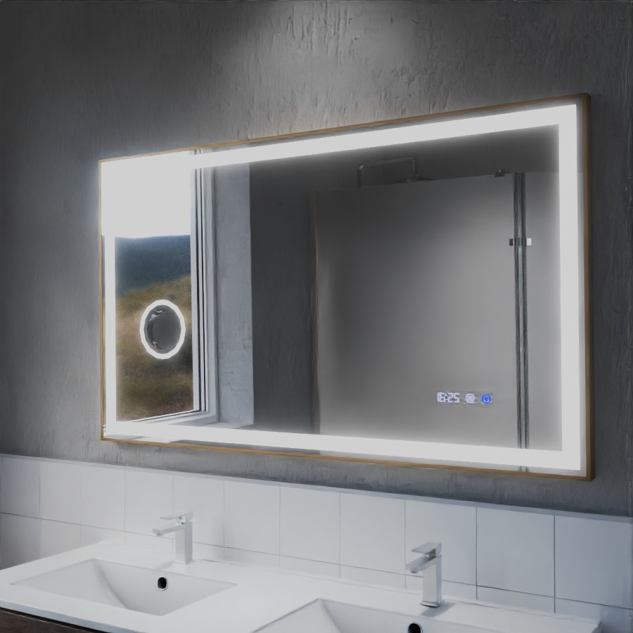 Miroir doré avec éclairage LED variable intégré 120 cm x 70 cm CARA