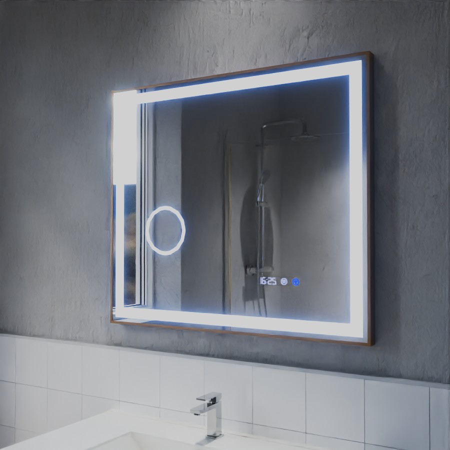 Miroir doré avec éclairage LED variable intégré 80 cm x 70 cm CARA