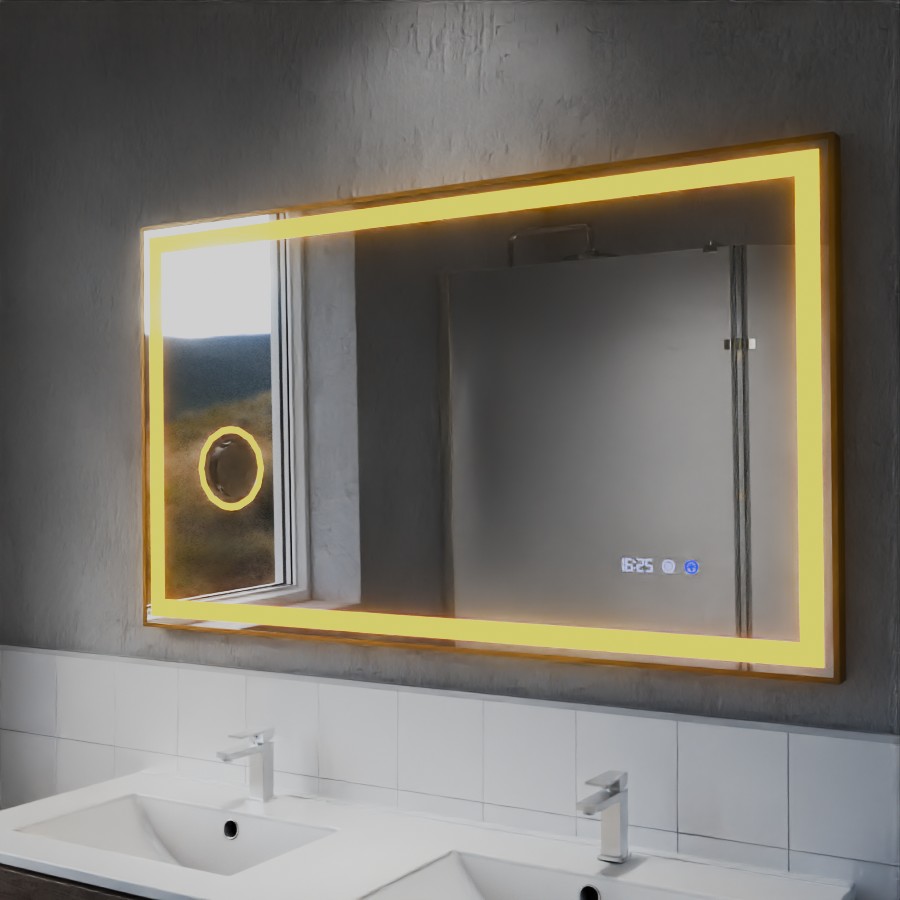 Miroir doré avec éclairage LED variable intégré 120 cm x 70 cm CARA