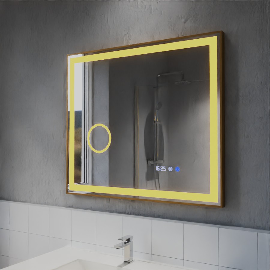 Miroir doré avec éclairage LED variable intégré 80 cm x 70 cm CARA