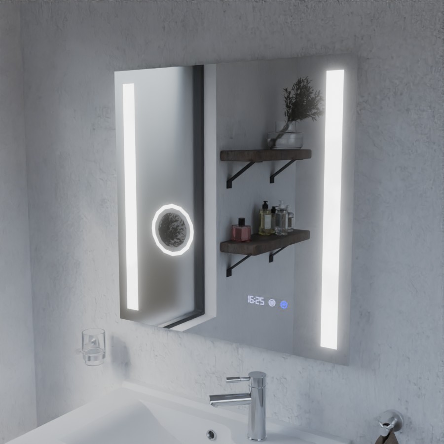 Miroir avec éclairage LED variable intégré 70 cm x 70 cm DUETTO