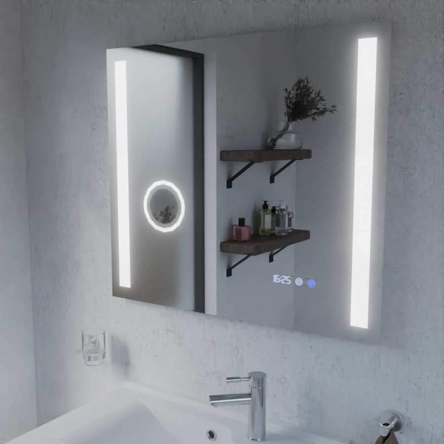 Miroir avec éclairage LED variable intégré 80 cm x 70 cm DUETTO