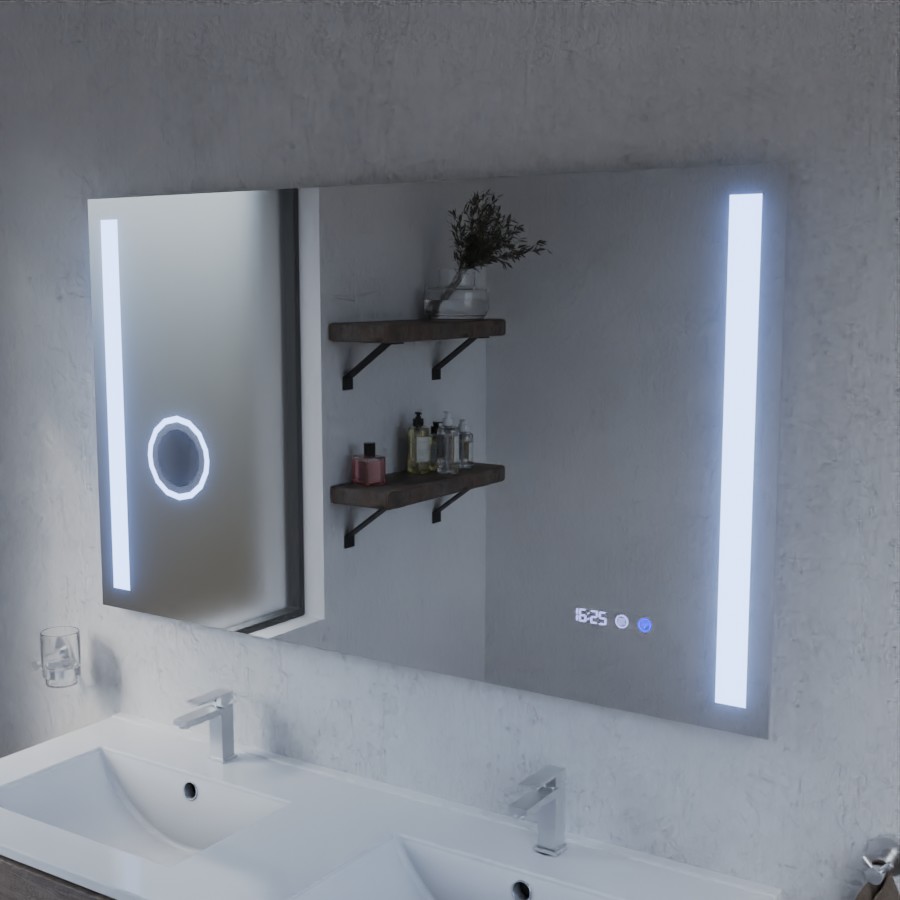 Miroir avec éclairage LED variable intégré 120 cm x 70 cm DUETTO