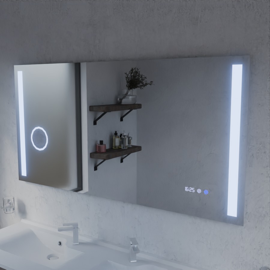 Miroir avec éclairage LED variable intégré 140 cm x 70 cm DUETTO
