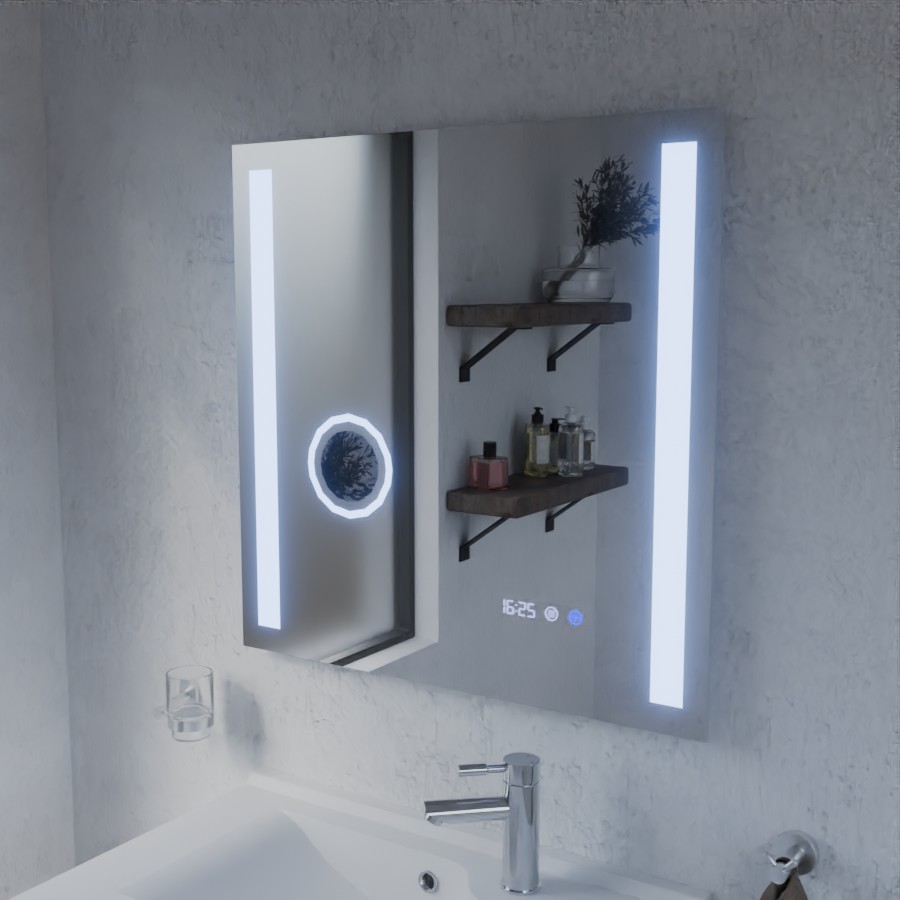 Miroir avec éclairage LED variable intégré 70 cm x 70 cm DUETTO