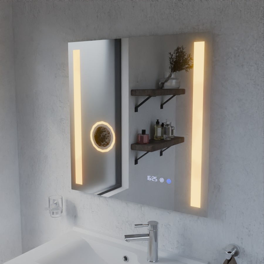 Miroir avec éclairage LED variable intégré 70 cm x 70 cm DUETTO