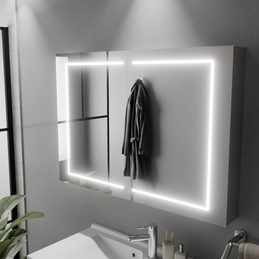 Armoire de salle de bain avec miroir BOXLED - 120 cm