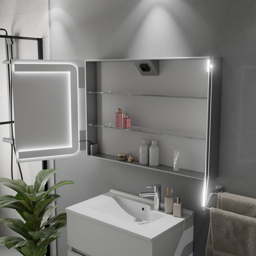 Armoire de salle de bain avec miroir BOXLED - 120 cm