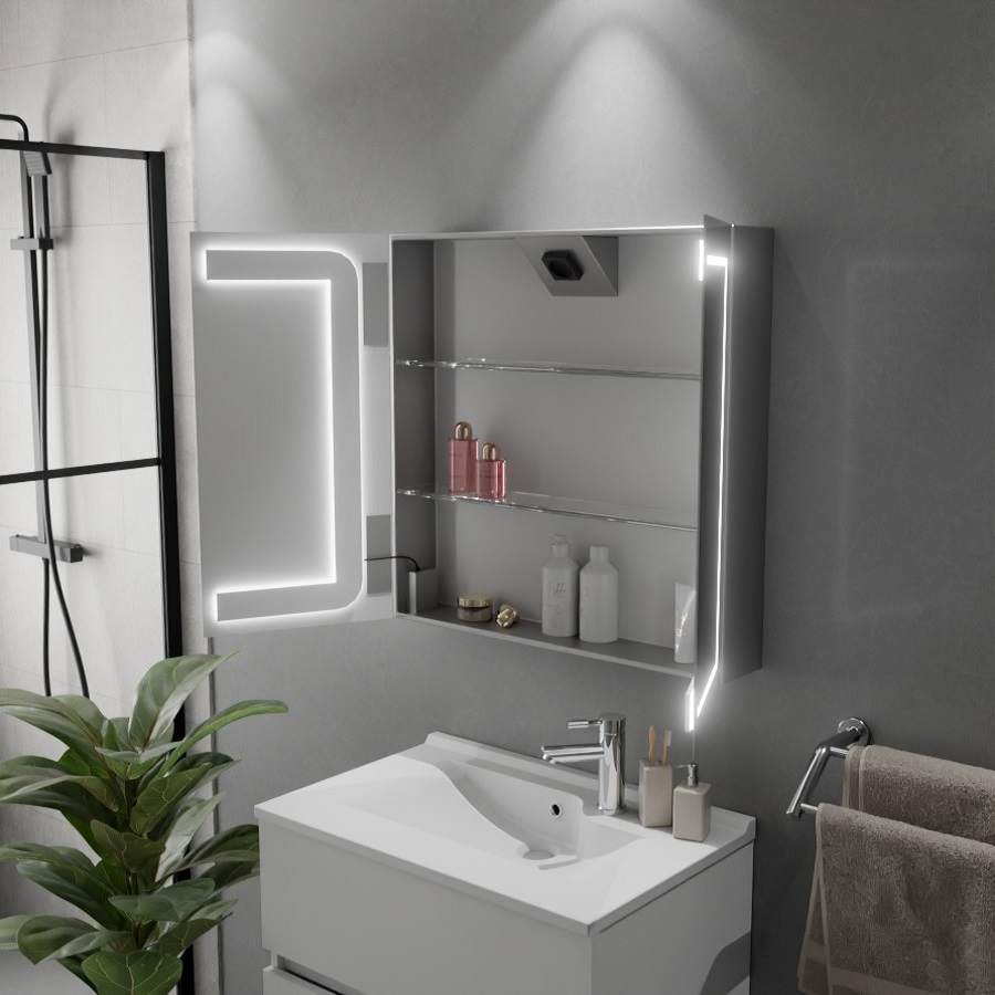 Armoire de salle de bain avec miroir BOXLED - 70 cm