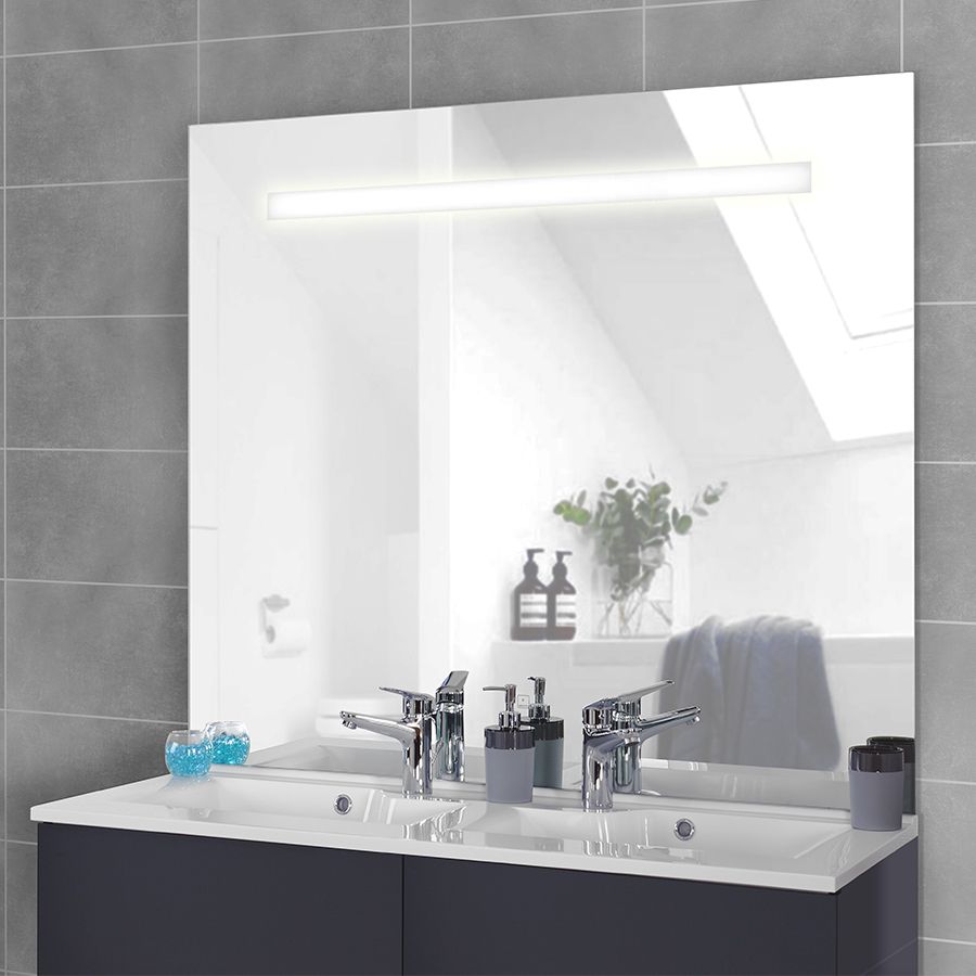 Miroir rétroéclairant LED 120 cm x 80 cm avec interrupteur sensitif  ELEGANCE - Creazur Pro