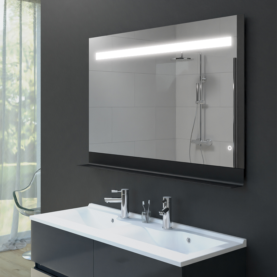 Miroir de salle de bain 80x65 cm + tablette FARO pas cher 