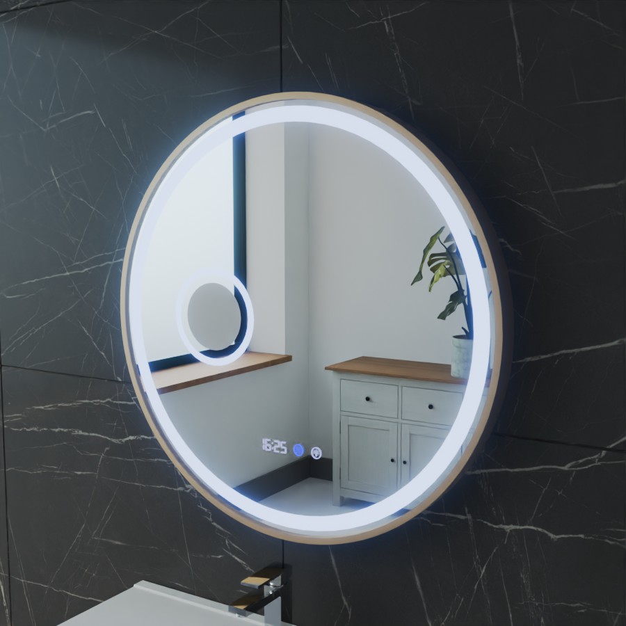 Miroir rond doré avec éclairage LED variable intégré 60 cm ORANA