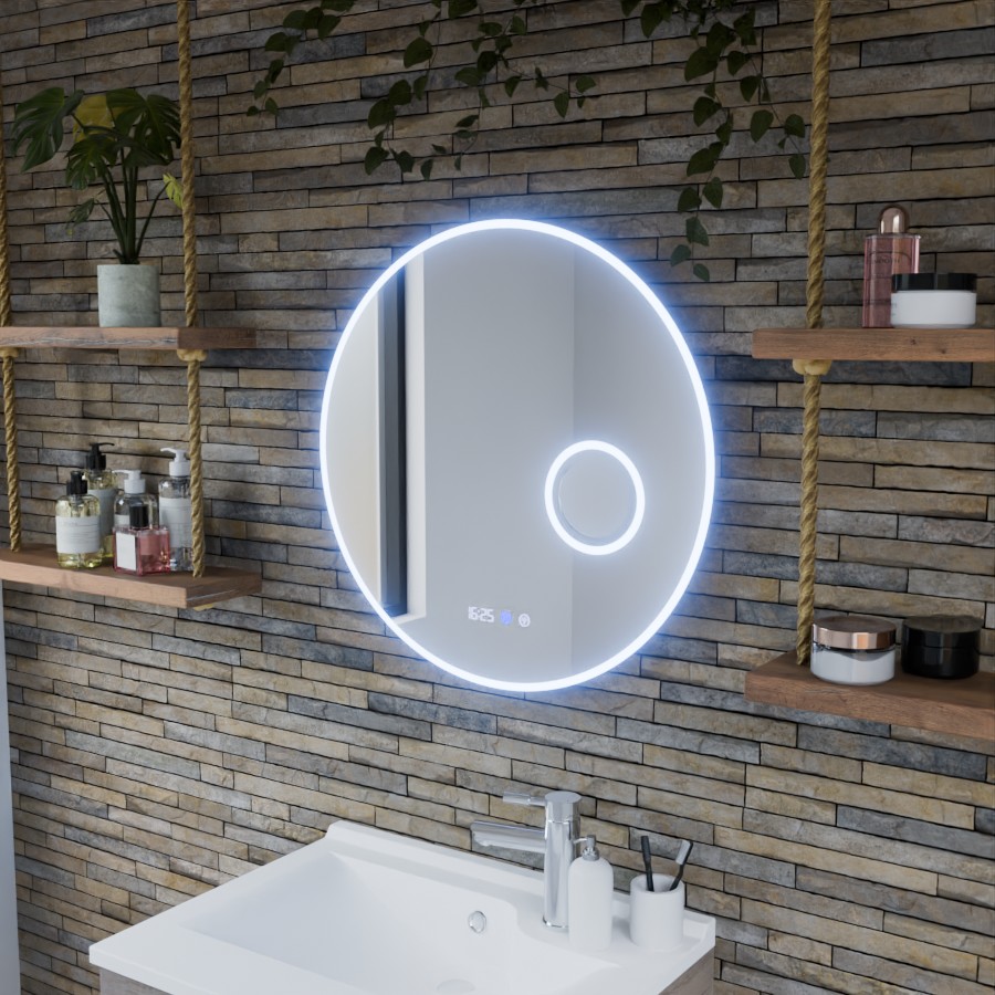 Miroir de salle de bain rond rétroéclairage variable LED 60 cm RONDI PLUS