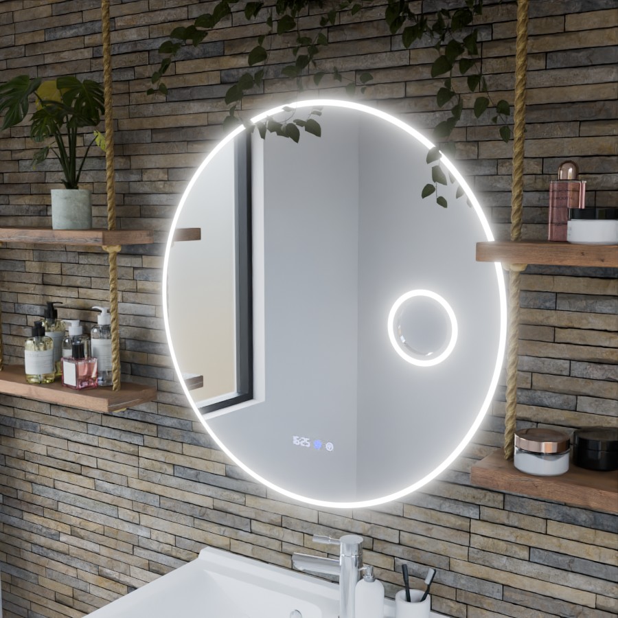 Miroir de salle de bain rond rétroéclairage variable LED 80 cm RONDI PLUS