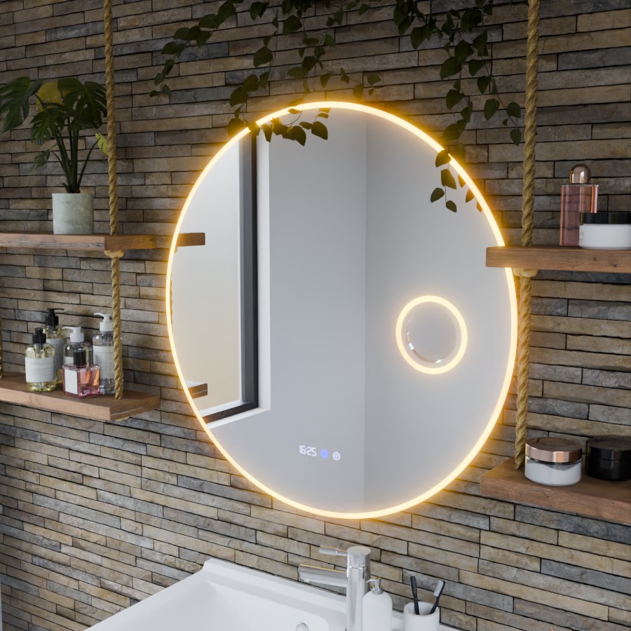 Miroir de salle de bain rond rétroéclairage variable LED 80 cm RONDI PLUS