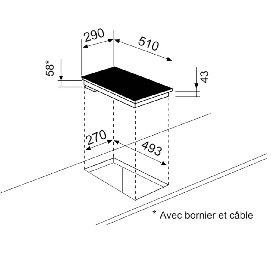 Plaque de cuisson vitrocéramique 2 feux avec manettes