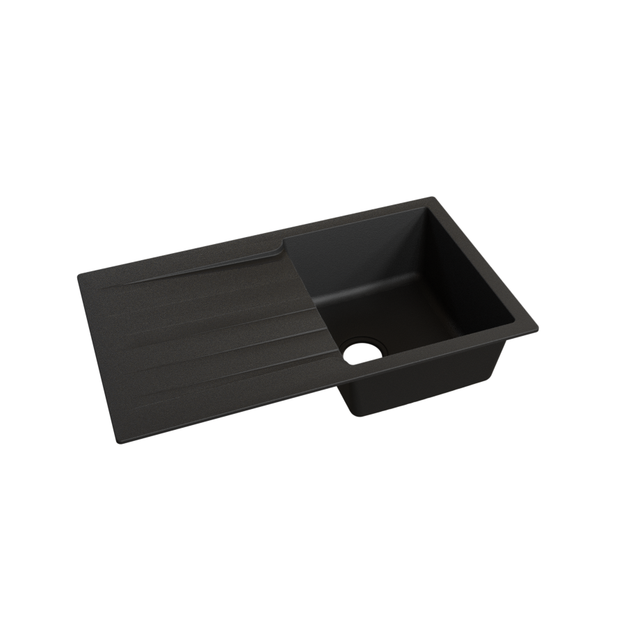 Evier 1 bac avec égouttoir 86 cm x 50 cm RESIROC noir graphite - Creazur Pro