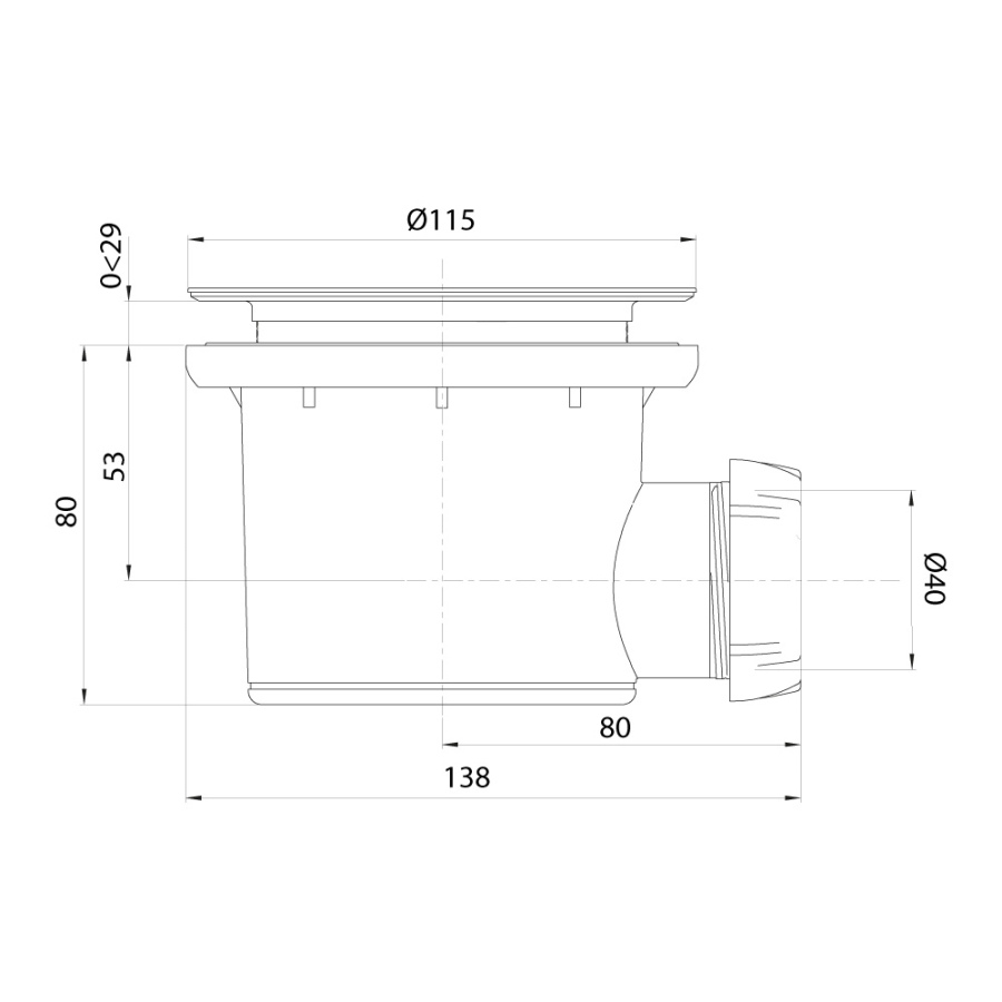 Bonde standard pour receveur de douche 