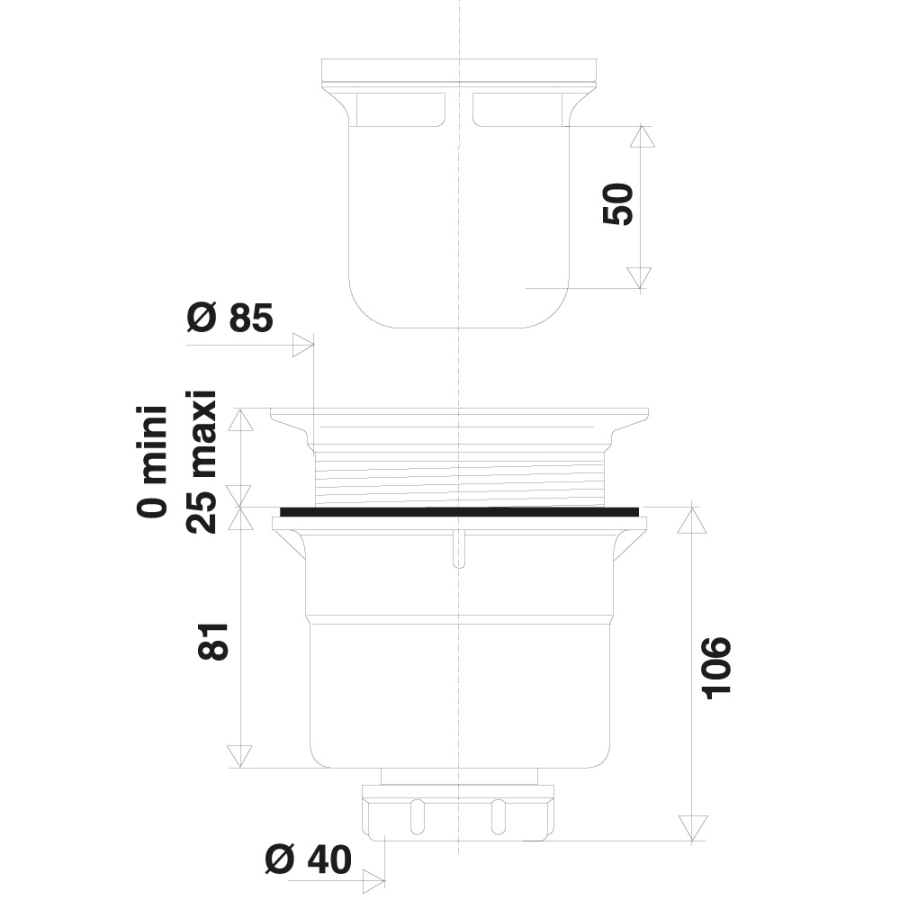 Bonde verticale pour receveur de douche