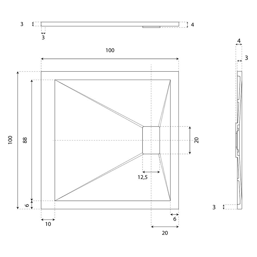 Receveur de douche 100 x 100 SAPHIR Gris anthracite