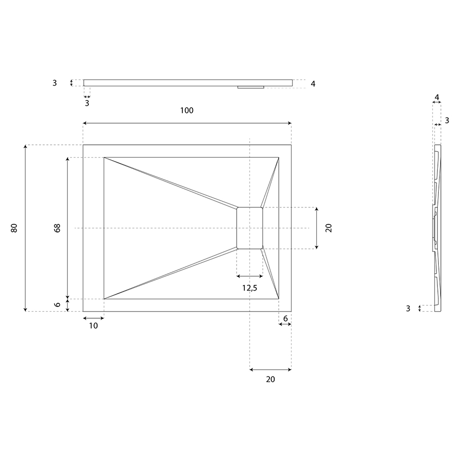 Receveur de douche 100 x 80 SAPHIR Gris ciment