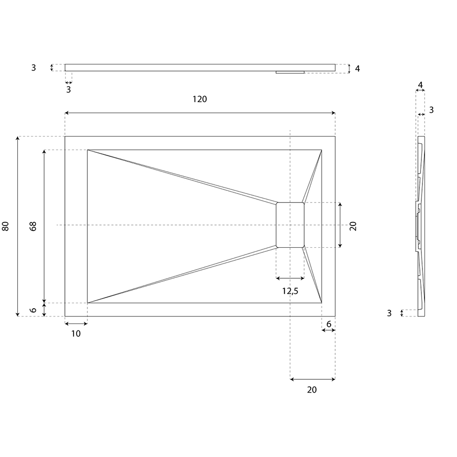 Receveur de douche 120 x 80 SAPHIR Gris ciment