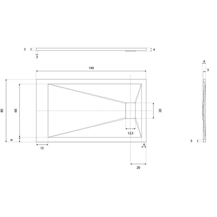 Receveur de douche 140 x 80 SAPHIR Gris anthracite