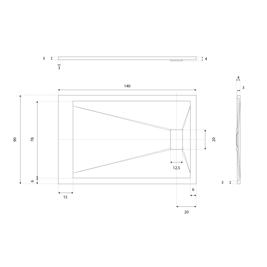 Receveur de douche 140 x 90 SAPHIR Gris anthracite