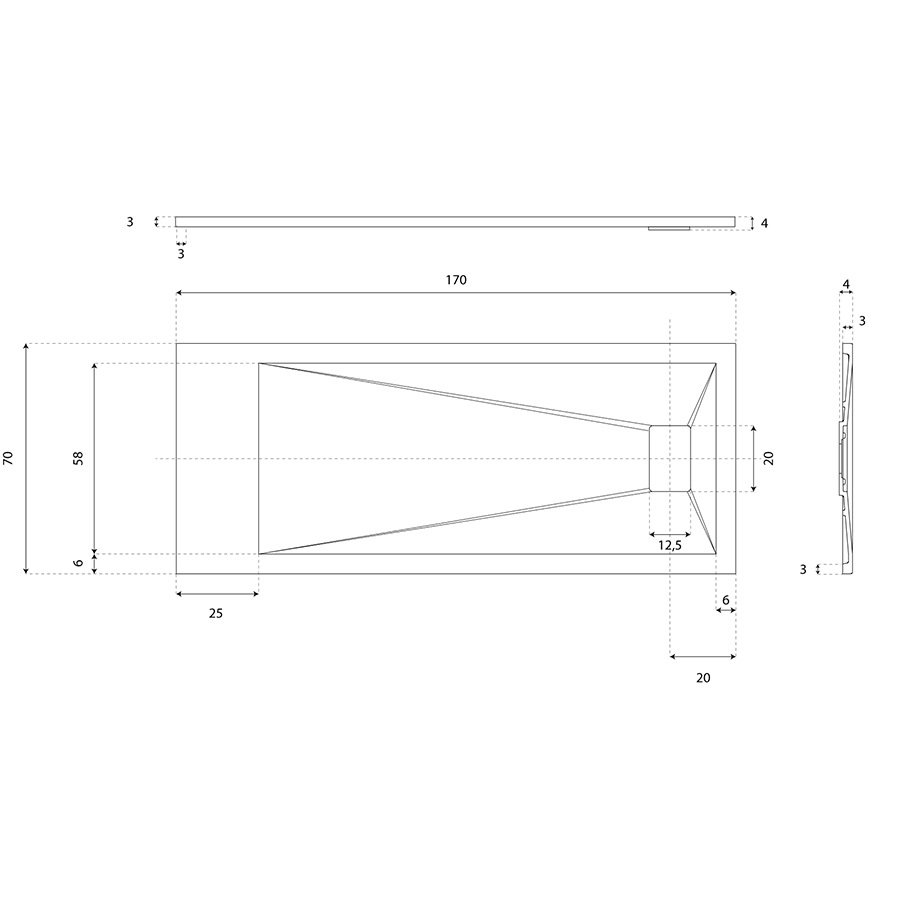 Receveur de douche 170 x 70 SAPHIR Gris anthracite