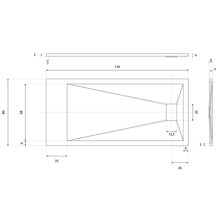 Receveur de douche 170 x 80 SAPHIR Gris anthracite