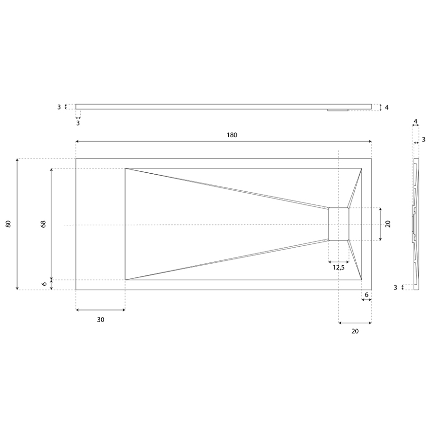 Receveur de douche 180 x 80 SAPHIR Gris anthracite