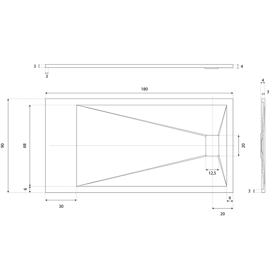 Receveur de douche 180 x 90 SAPHIR Gris anthracite