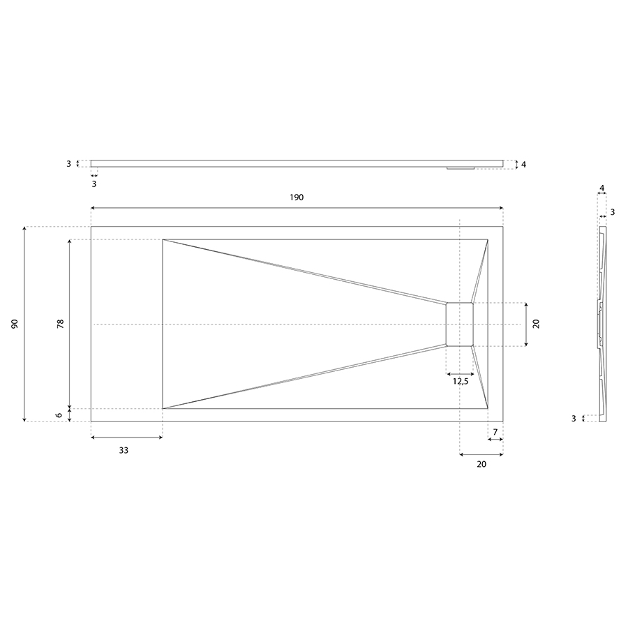 Receveur de douche 190 x 90 SAPHIR Gris anthracite