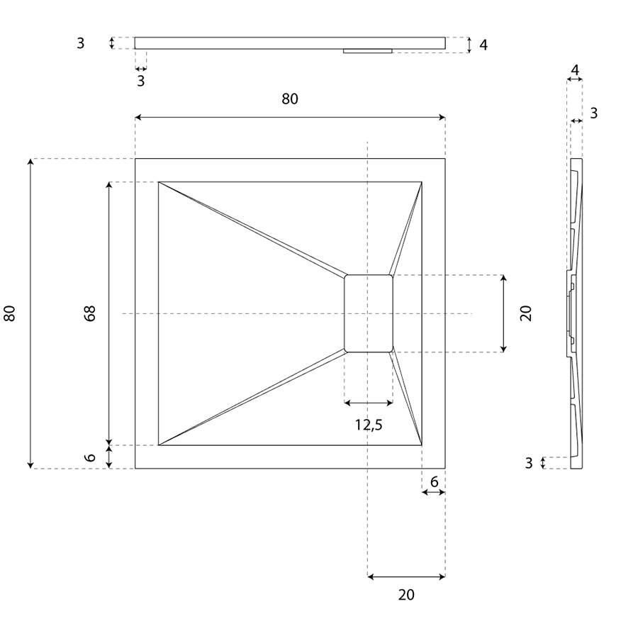 Receveur de douche 80 x 80 SAPHIR gris anthracite