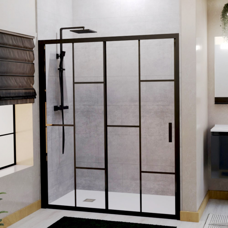 Porte de douche pivotante style verrière industriel 80cm ATELIA
