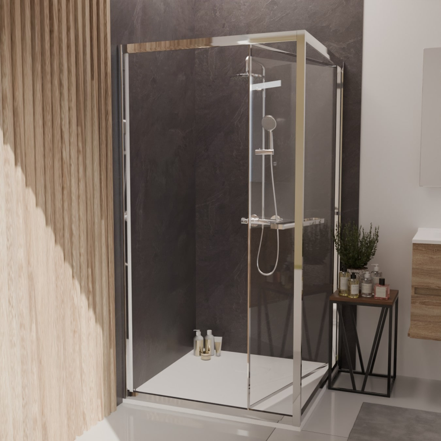 Paroi de douche en angle porte rentrante CLEVER 100 cm x 100 cm