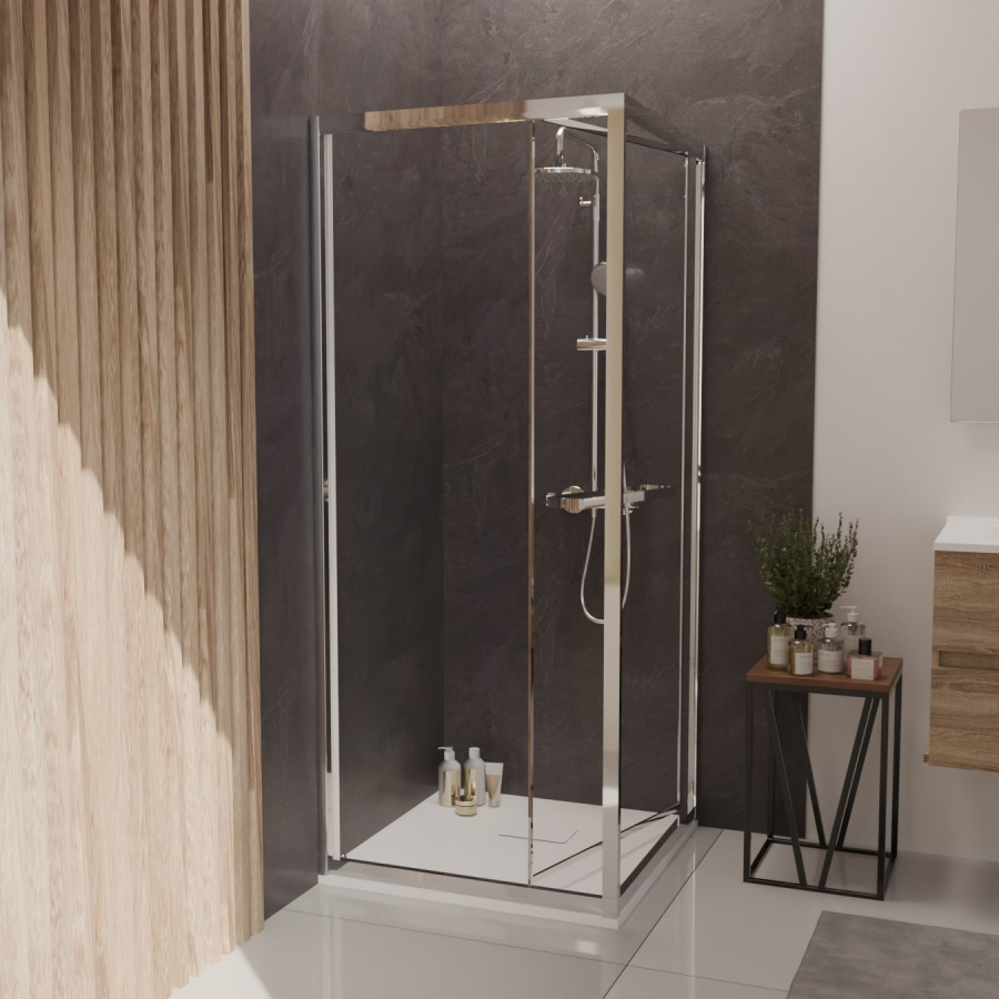 Paroi de douche en angle porte rentrante CLEVER 80 cm x 80 cm