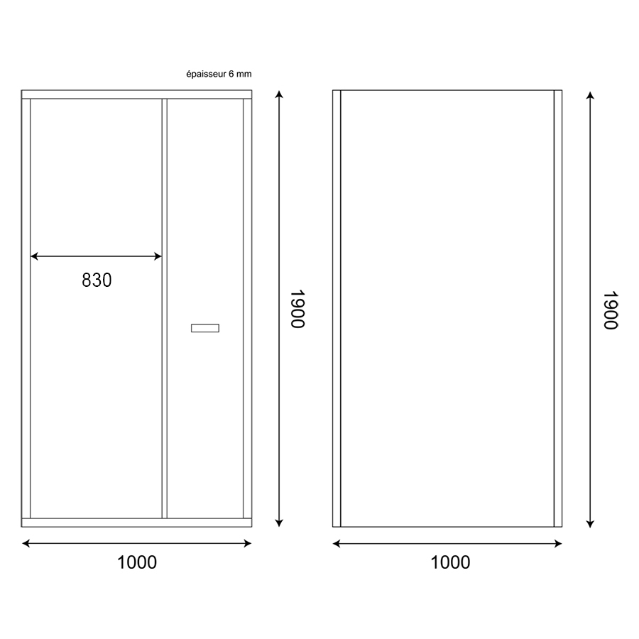 Paroi de douche en angle porte rentrante CLEVER 100 cm x 100 cm