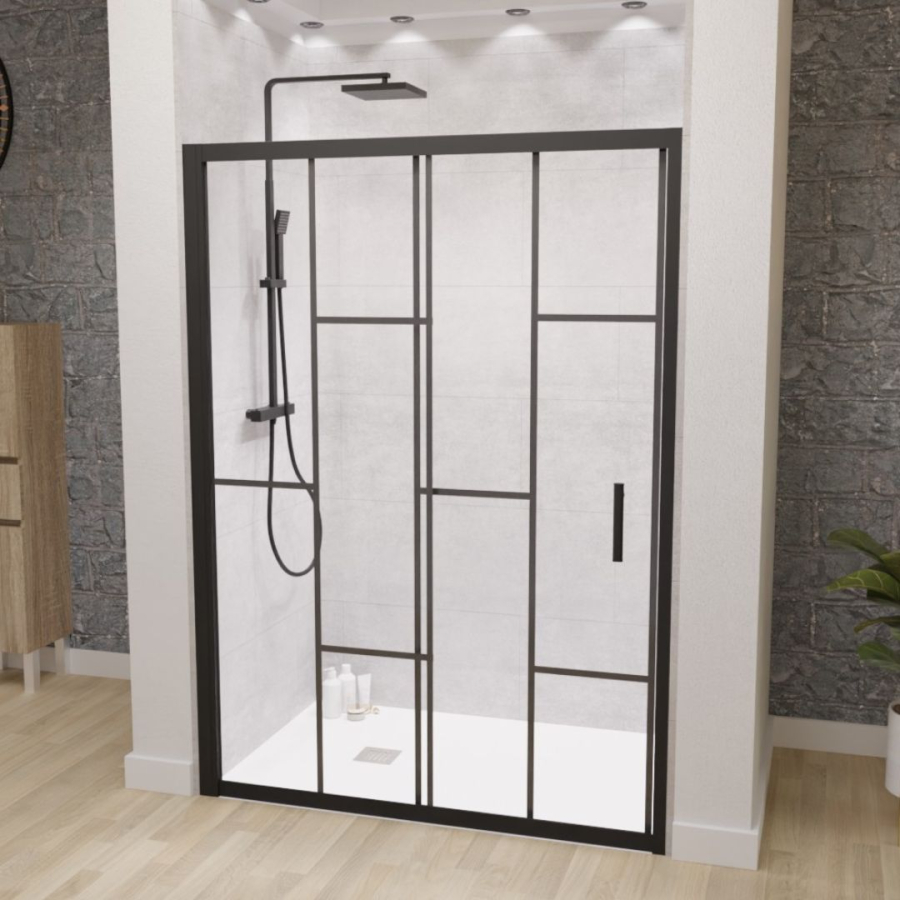 Paroi de douche coulissante style verrière 140 cm ATELIA