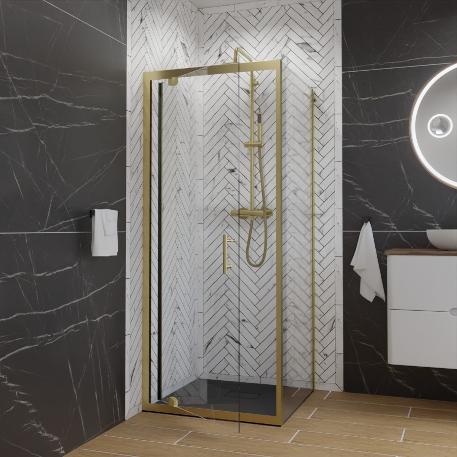 Paroi d'angle 80x80 GOLDY porte pivotante