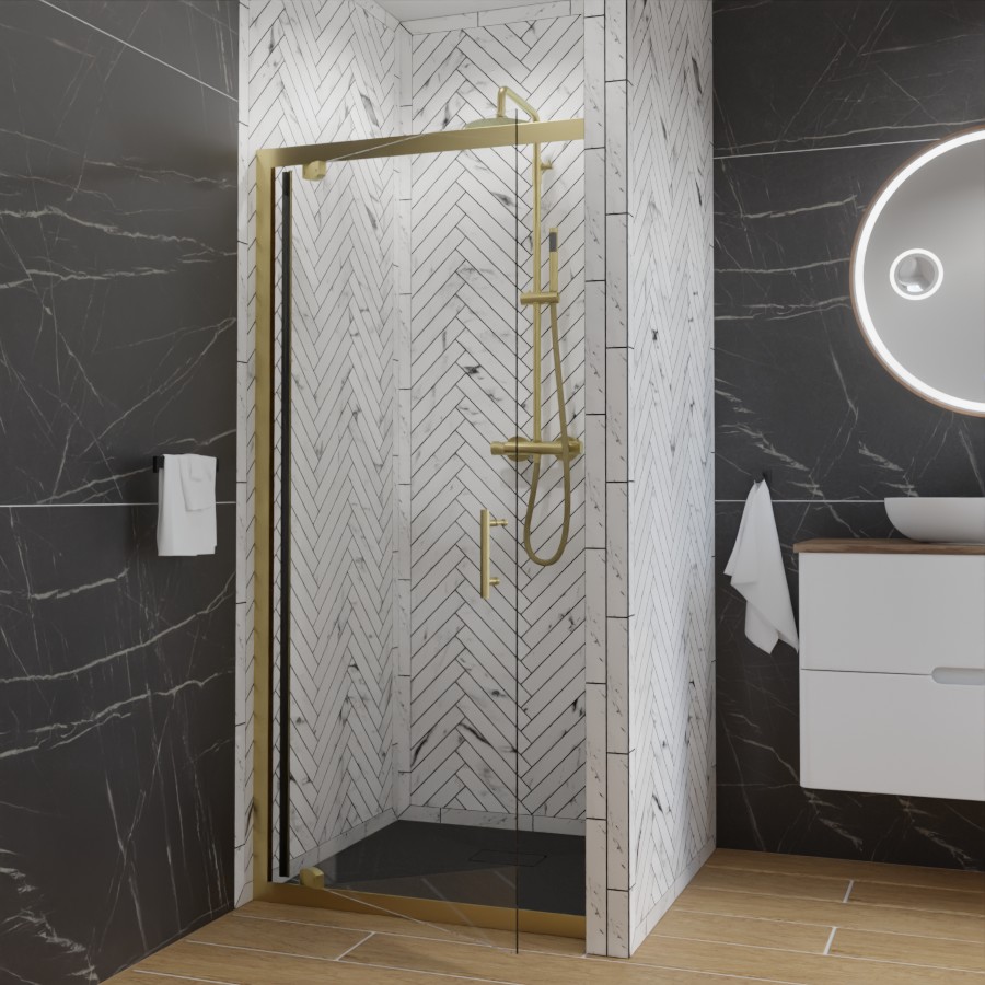 Porte de douche GOLDY 90 cm pivotante